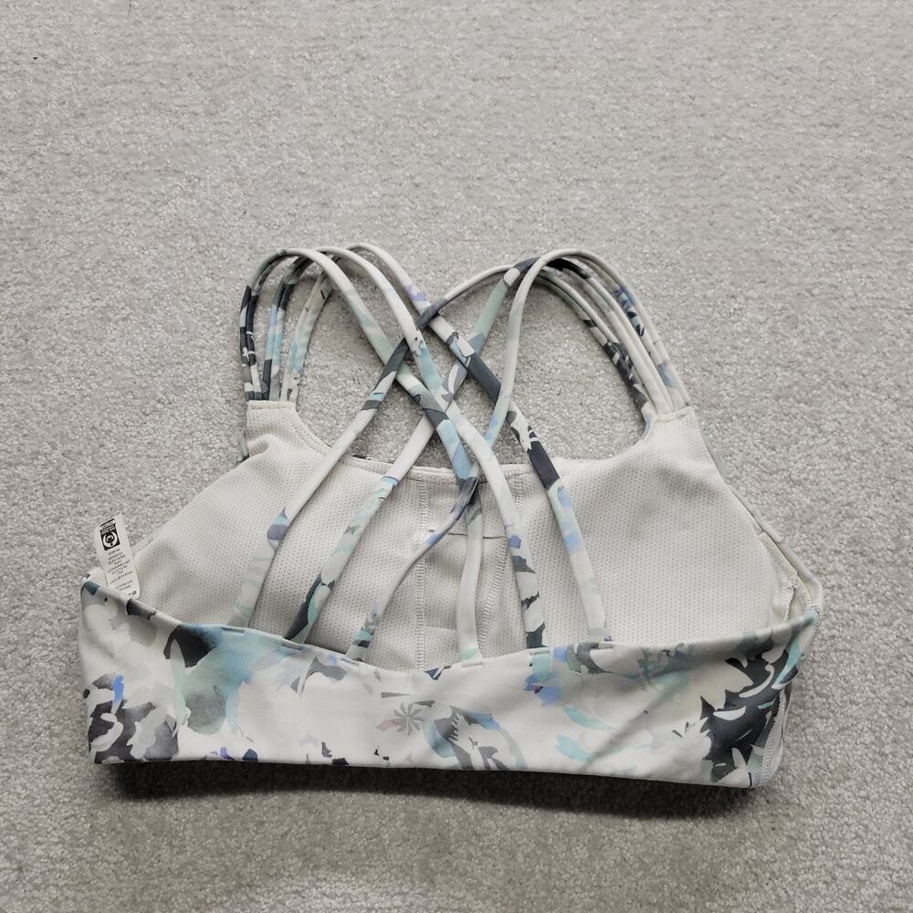 Athleta Floral Strappy Sports Bra Women's Medium Light Support Yoga Training - Picture 2 of 4
